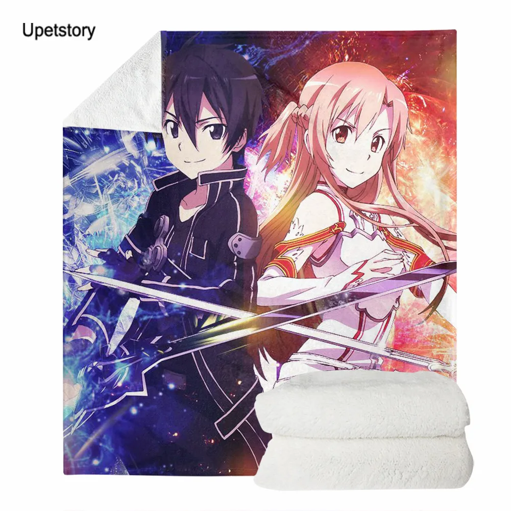 

Upetstory Anime Sword Art Online Printed Fleece Blanket for Beds Thick Quilt Fashion Bedspread Sherpa Throw Blanket Adults Kids