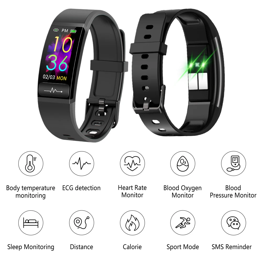 

Fashion Smart Watch Body Temperature and Heart Rate Waterproof Smart Bracelet with Blood Pressure Monitor Fitness Bracelet
