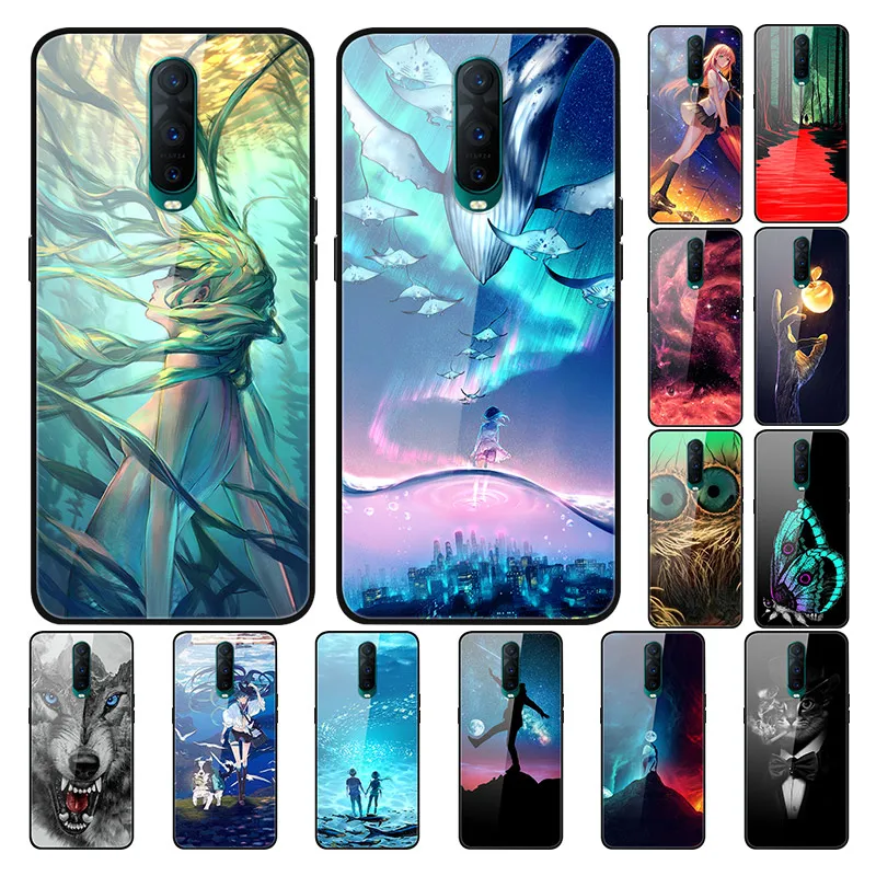

Case For OPPO R17 Pro Back Phone Cover Black TPU Silicone Bumper With Tempered Glass Series 3