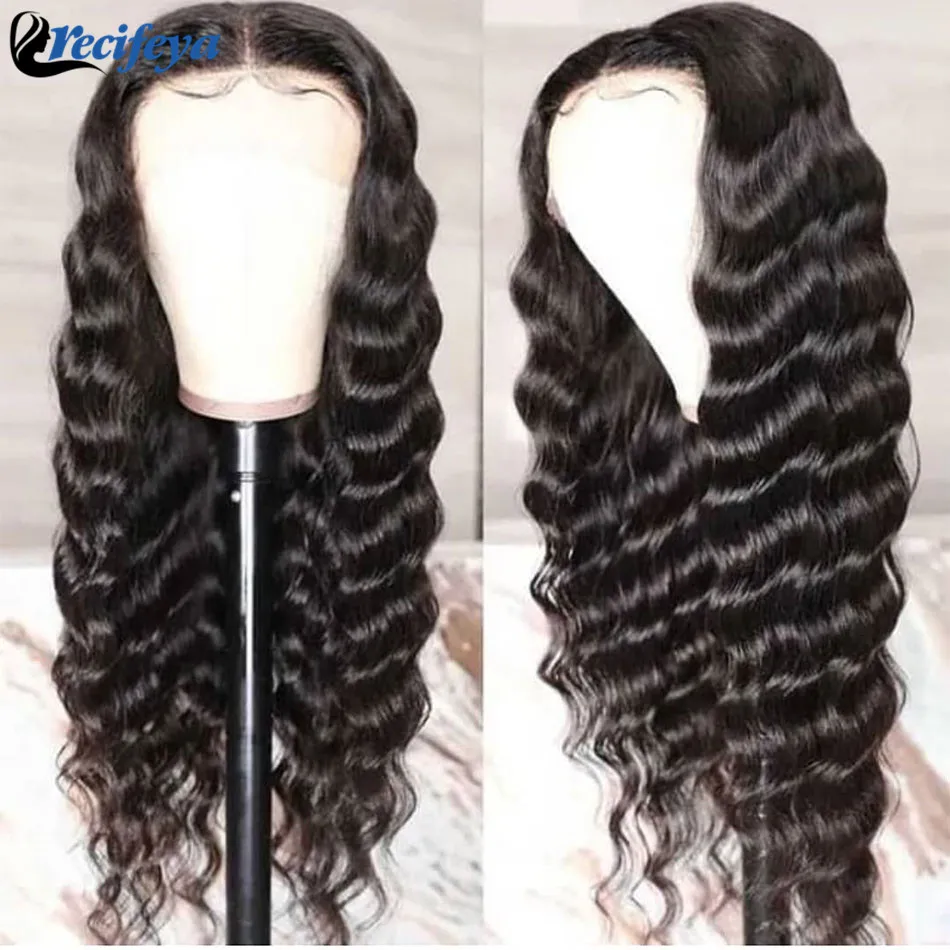 Transparent Loose Deep Lace Frontal Wig Peruvian Loose Deep Wave 5X5 Lace Closure Wig 100% Remy Curly Human Hair Lace Wigs