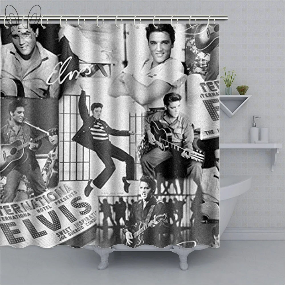 Creative Elvis Aron Presley Shower Curtain Popular Singer Wateeproof Polyester Fabric Bathroom Home Decor Sets | Дом и сад