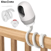 flexible twist mount with base for nooie baby monitor security camera holderattaches to crib cot shelves or furniture