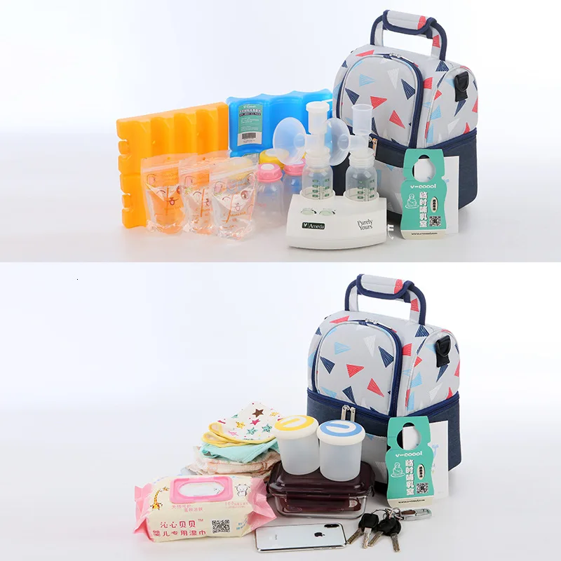 Baby Breast Milk Cooler Feeding Bottle Backpack Breast Pump Storage Double Layer Bag Outdoor Insulation Preservation Mummy Bag
