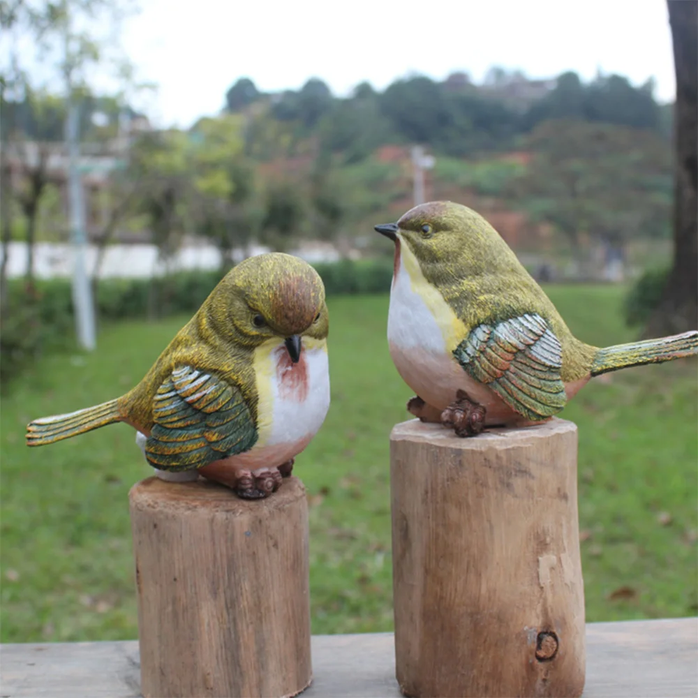 

4pcs Resin Ornament Birds Sculpture Ornaments Bird Shaped Decoration for Home Office Mini Garden (Mixed Style)