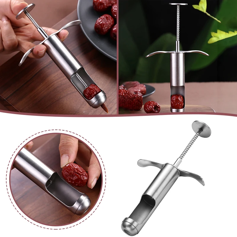 

Stainless Steel Spring Jujube Pitter Cherry Olive Push Style Manual Seed Remover BOM666
