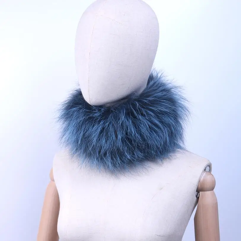 blue raccoon fur YCFUR, женский шарф, зимний эластичный вязаный шарф из натурального меха лисы, шарфы для женщин, шарф для шеи, женские резинки для волос, резинки для девочек - Цвет: blue raccoon fur