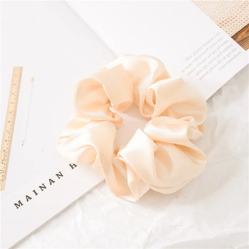 

1Pc Satin Silk Solid Color Scrunchies Elastic Hair Bands New Women Girls Hair Accessories Ponytail Holder Hair Ties Rope