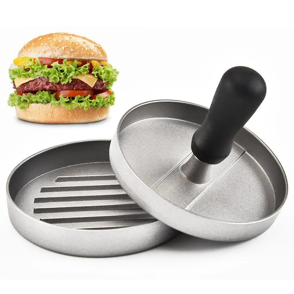 

Studyset Round Shape Hamburger Press Meat Beef Grill Burger Press Maker Mold with Handle