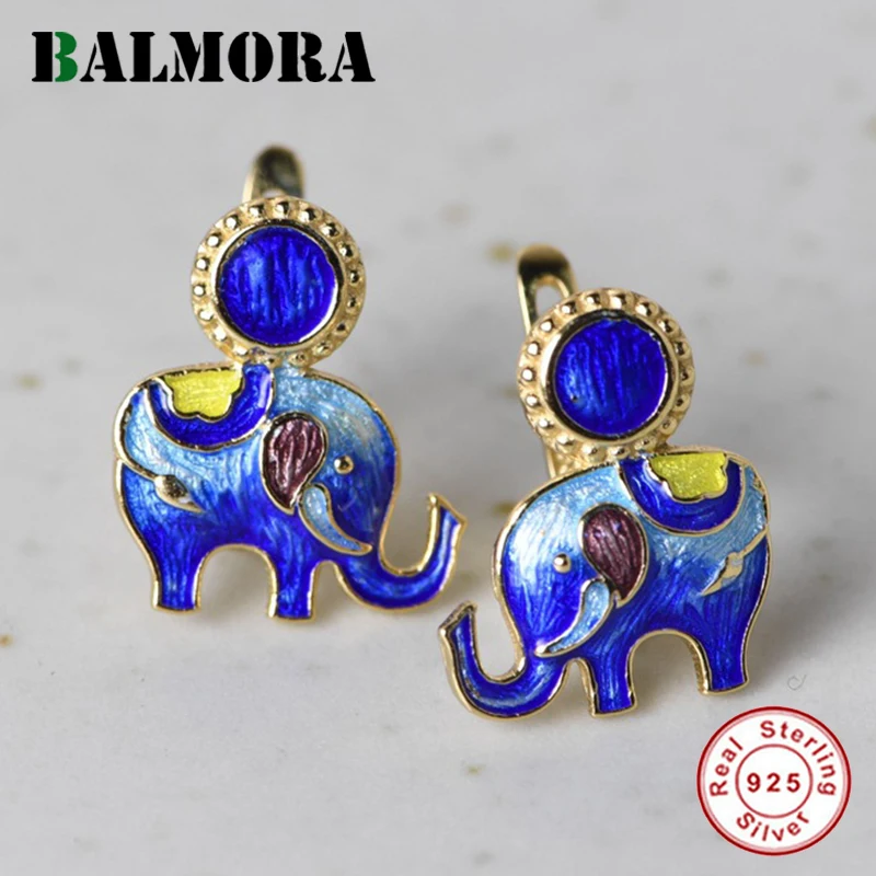 

BALMORA, оригинал, 100% чистое серебро 925 пробы, серьга-гвоздик, "Слон", серьги для женщин, винтажные, эмалированные, серьги-гвоздики, ювелирное изде...