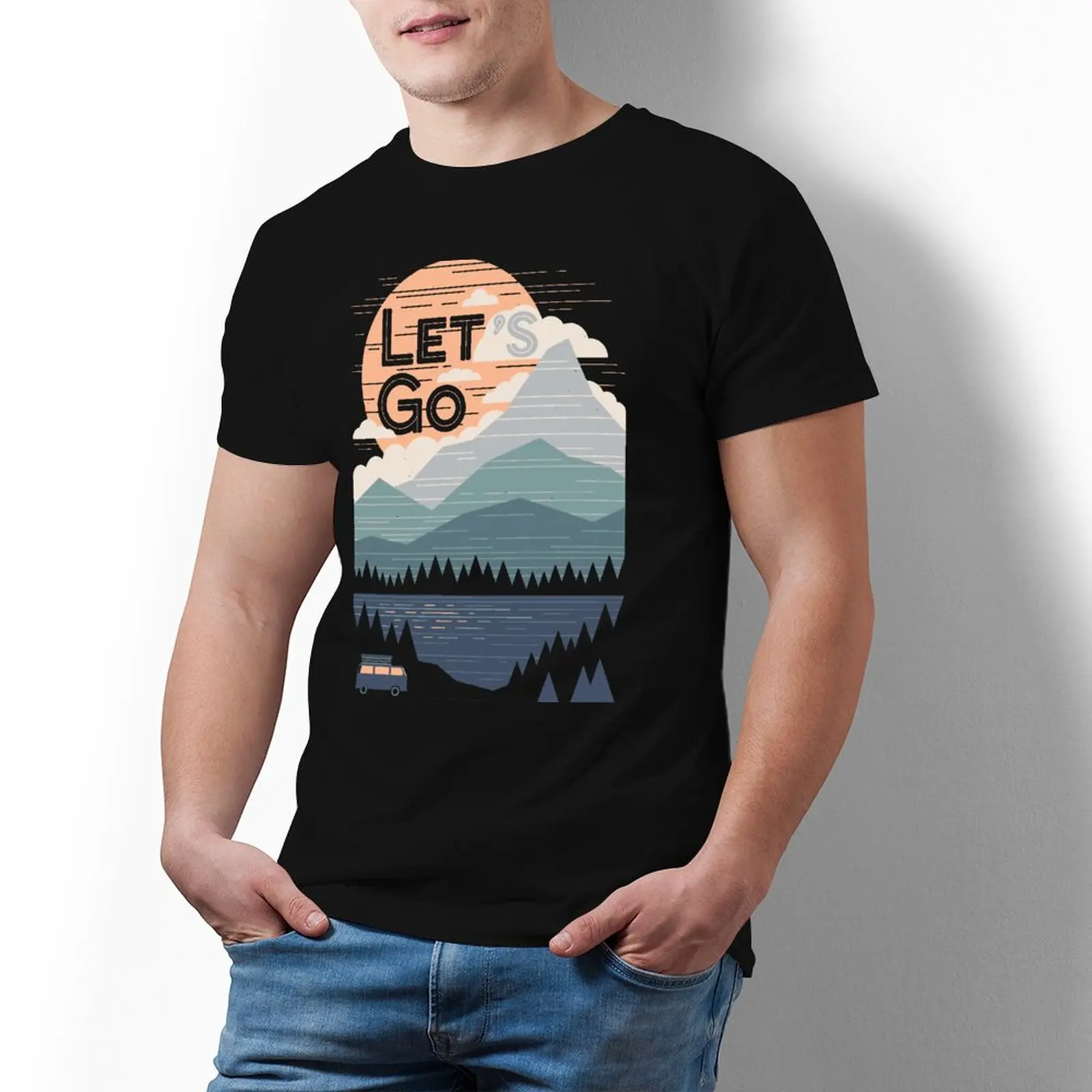 

Футболка мужская с принтом леса, 100 хлопок