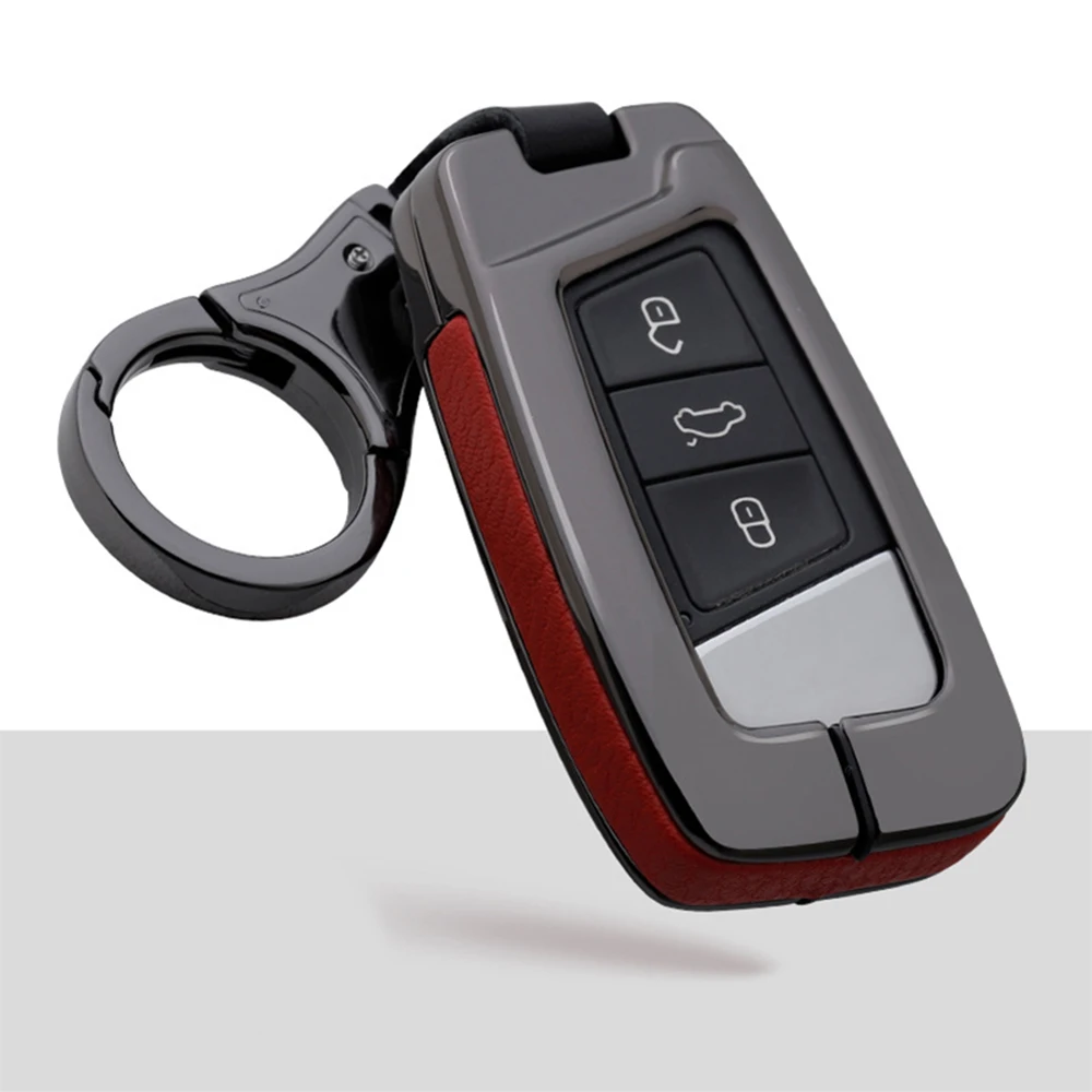 

Zinc Alloy Leather Car Key Case Remote Key Cover Shell Fob For Volkswagen VW 2016 2017 Passat B8 Skoda Superb A7 Car Accessories