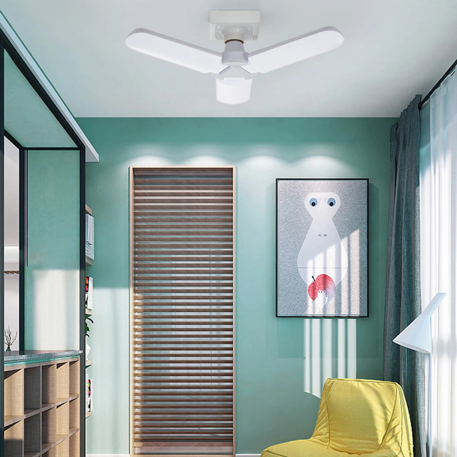 

Ceiling Fan Light Trefoil Led Bulb Foldable E26/E27 Daylight White 55W E26 5500LM Deformable Transformable 3 Adjustable Panels