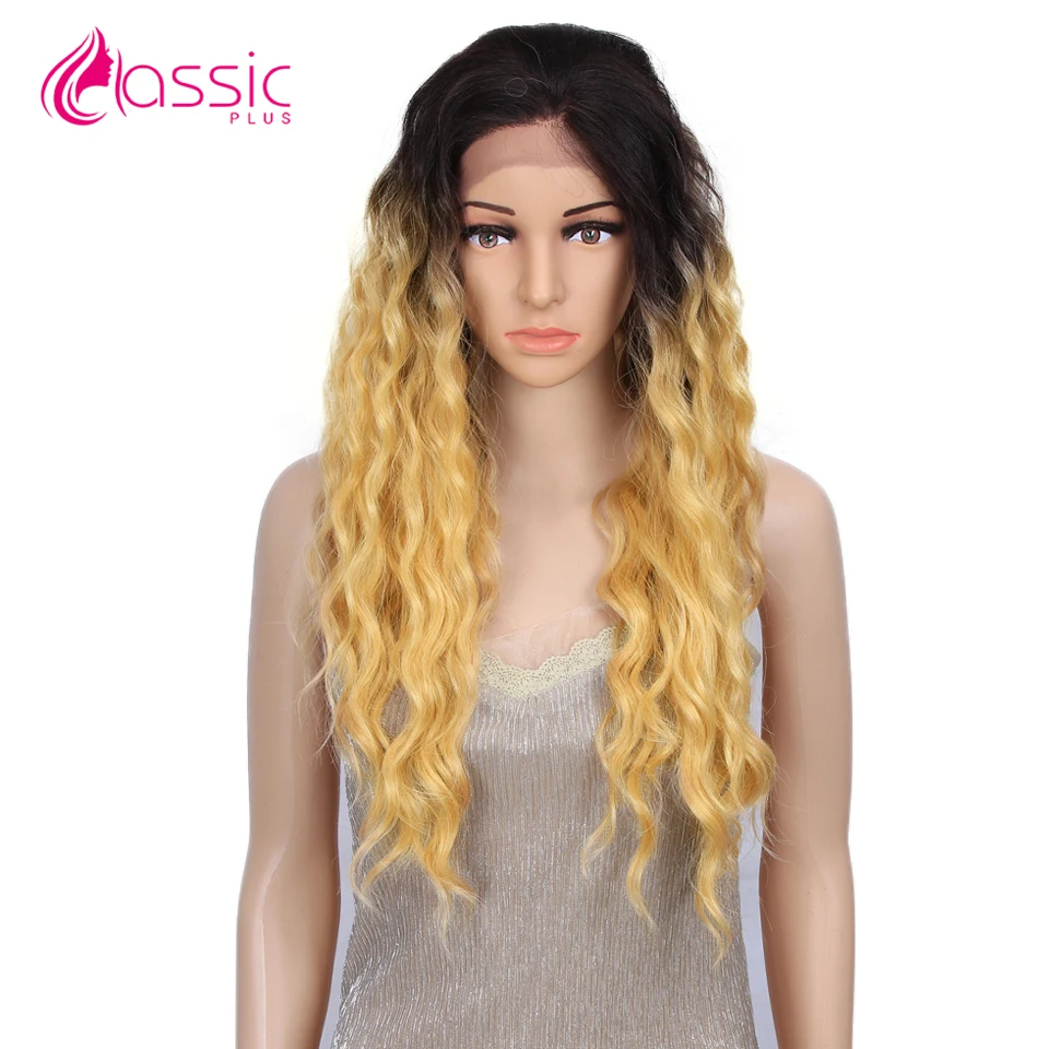 Классические синтетические парики 4x4 из натуральных волнистых волокон блонд