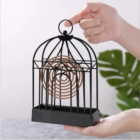 Creative Mosquito Coil Holder Nordic Style Birdcage Shape Summer Day Iron Mosquito Repellent Incenses Rack Plate Home Decoration