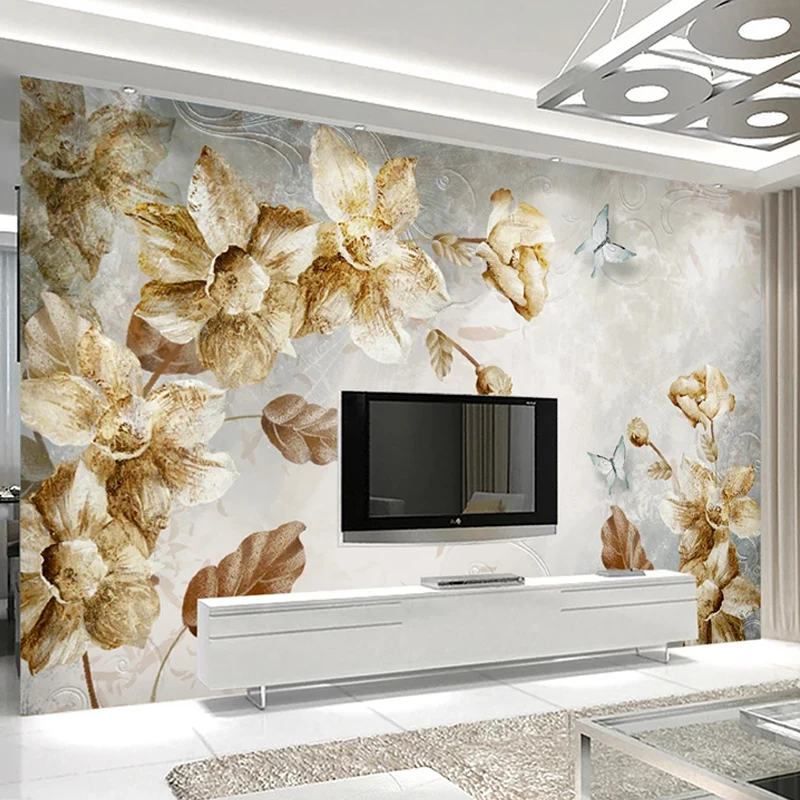 3D Настенные обои в европейском стиле ретро цветочные абстрактные гостиная ТВ