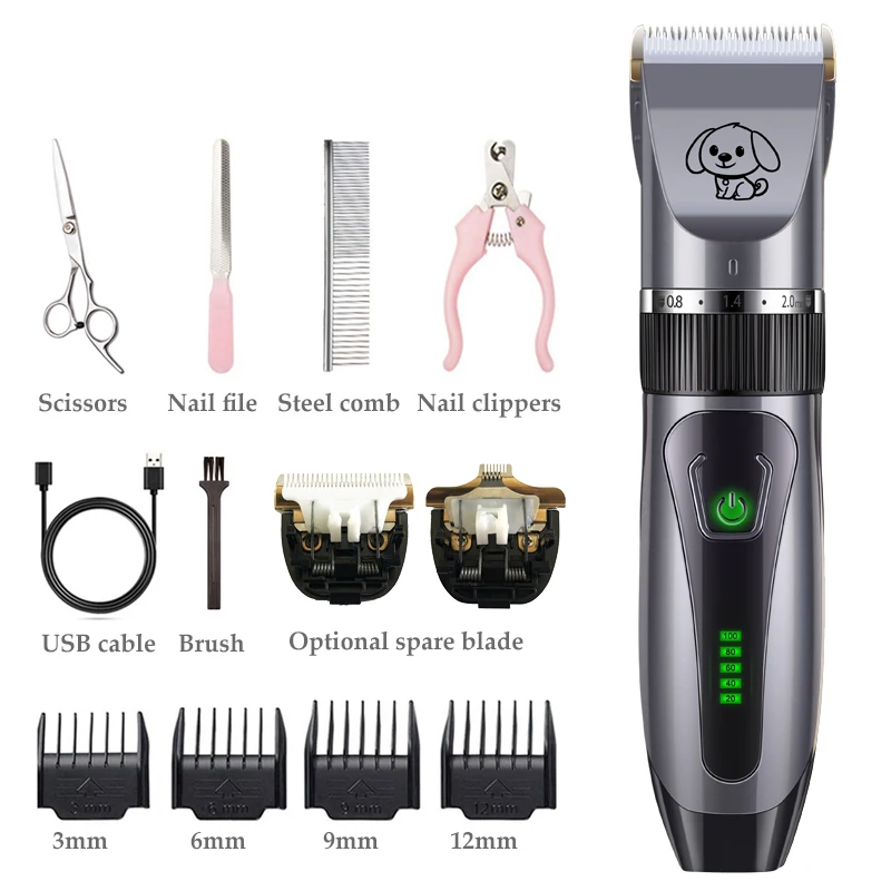 

Rechargeable Pet Dog Hair Trimmer Professional Cat Animal Hair Clipper Low Noise Remover Grooming Shaver Machine Battery Display