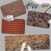 chinese style roof tiles printed flannel floor mat bathroom decor carpet non slip for living room kitchen welcome doormat carpet