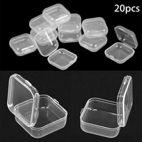 20pcs earplug storage box mini transparent plastic small container case pill hook jewelry organizer for home small thing storage