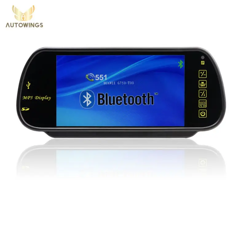 Bluetooth автомобильный монитор 7 дюймов TFT ЖК-дисплей Экран 800*480 Разрешение 2 видео