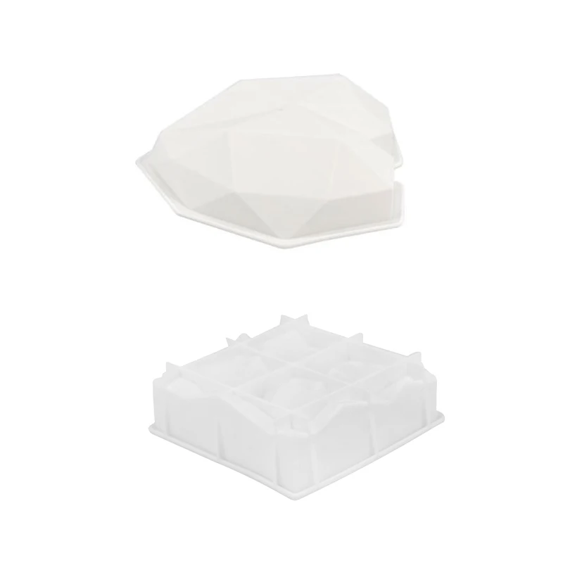 2pcs Silicone Cake Mold Baking Mould DIY Muffin Mousse Dessert Pastry Tools Heart Diamond Design Molds | Дом и сад
