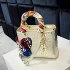 Роскошные Брендовые женские сумки-тоуты, Сумка с жемчугом и стразами, крокодиловый узор, кожаная сумка-тоут, сумка-мессенджер через плечо с бабочкой