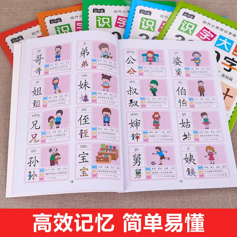 6pcs/set Children's Literacy Book Chinese For Kids Libros Including Pinyin Picture Learning Character Word Books | Канцтовары для