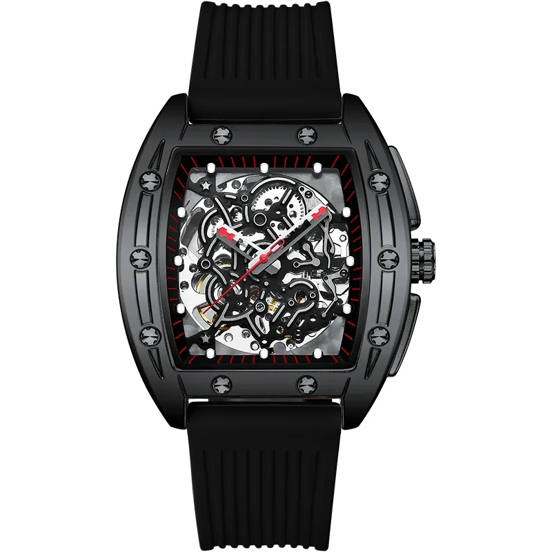 

Swiss Movement Watch For Men Mechanical Wristwatches Hollow Luminous Tonneau Watches Men's Automatic Mechanical Watch