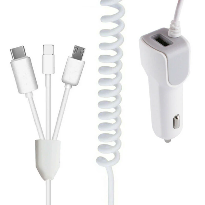 3 в 1 микро USB/type C/IOS быстрое автомобильное зарядное устройство адаптер для IPhone/Android