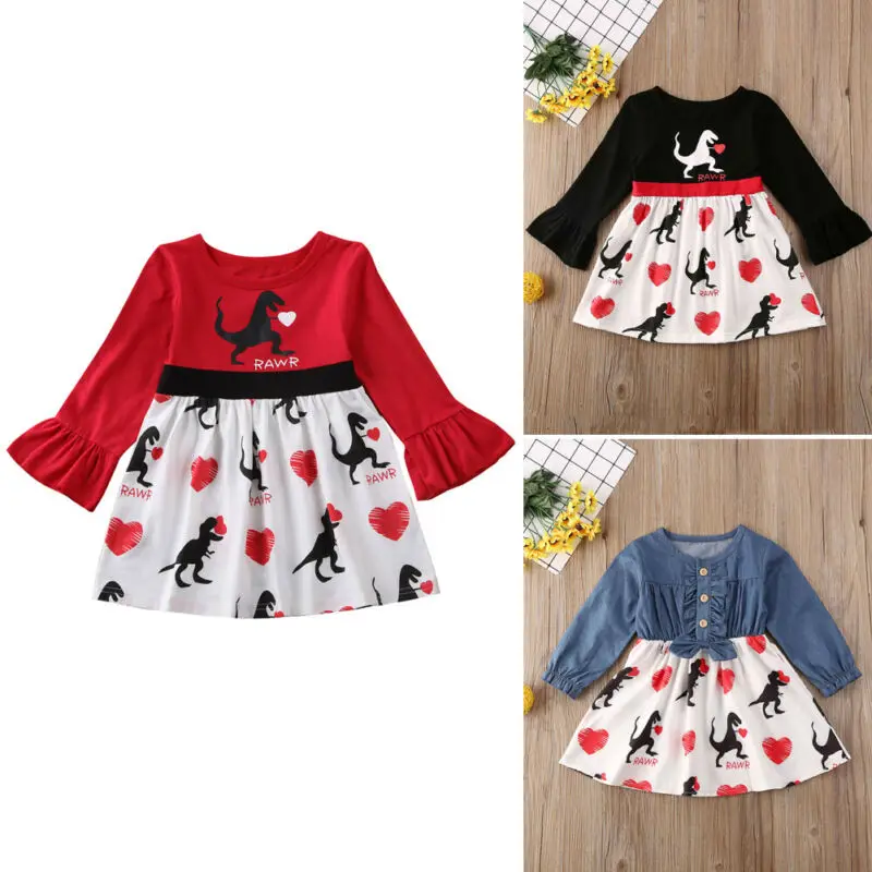 Детское демисезонное платье-пачка с длинным рукавом в вечерние динозавра |