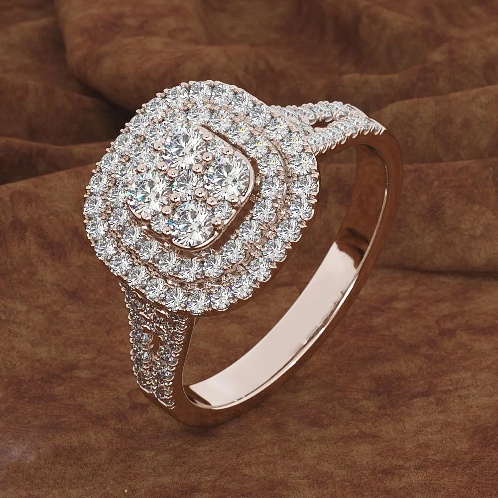 Rose gold ring Полный граненый фианит женское кольцо серьги гвоздики Золото& розовое& белое серебро вечерние Дубай Monaco дизайн Роскошная Ювелирная Свадебная лента - Цвет камня: Rose gold ring