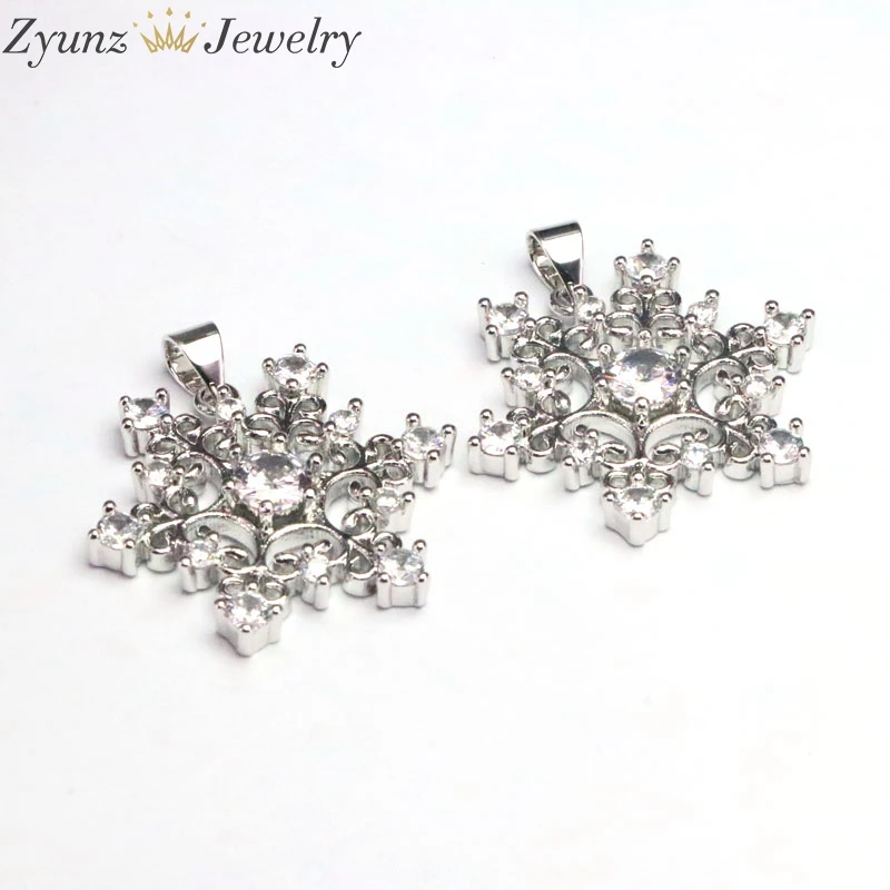 

5PCS, CZ Flower Pendant for Necklace Jewelry Making Fashion Snowflake Pendants Cubic Zirconia Jewelry Supplies