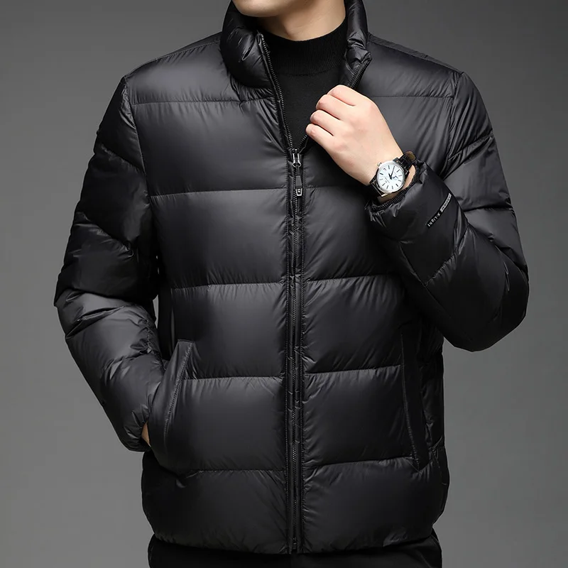 

Осень-зима мужской пух 90 белый утиный пух воротник-стойка Повседневный теплый деловой для людей среднего возраста