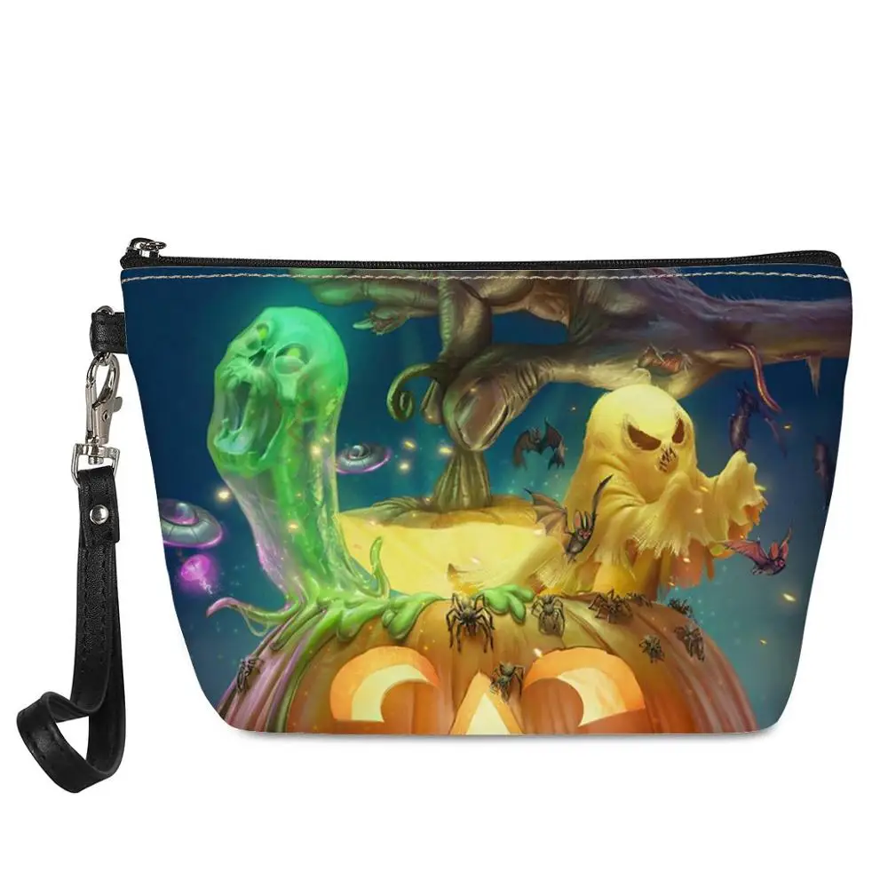 

HYCOOL Pouch Bags For Women Cosmetic Magic Pumpkin Ghost Print Female Travel Make Up Bag Small Make Up Bag Cosmetic for Lady