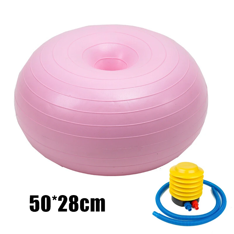 Pink Спортивные мячи для йоги, Пилатес, Пончик, фитнес-мяч, тренажерный зал, фитбол для баланса, упражнения, Пилатес, тренировки, массажный мяч с насосом - Цвет: Pink