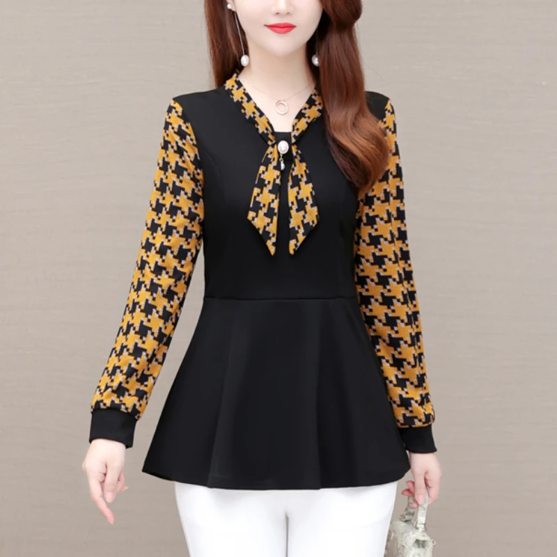 

Female Korean Fashion Clothing 2021 New Stitching Fake Two-Piece Shirt Women Blouse Leopard Middle-aged Women Ladies Top 319F