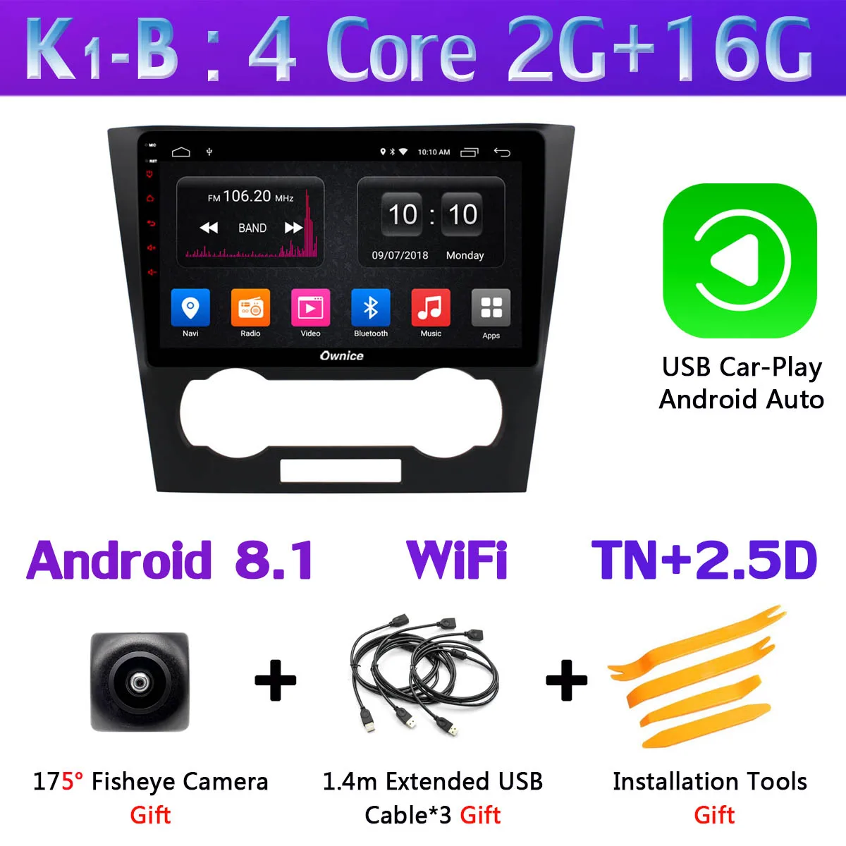 360 ° панорамная камера 4G LTE Android 9,0 4G+ 64G gps радио SPDIF DSP CarPlay автомобильный мультимедийный плеер для Chevrolet Epica 2006-2012 - Цвет: K1-B-CarPlay