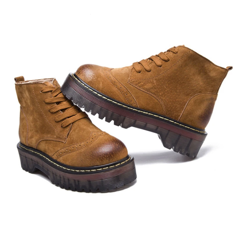 Мотоциклетные ботинки на плоской платформе женская обувь сезон осень-зима