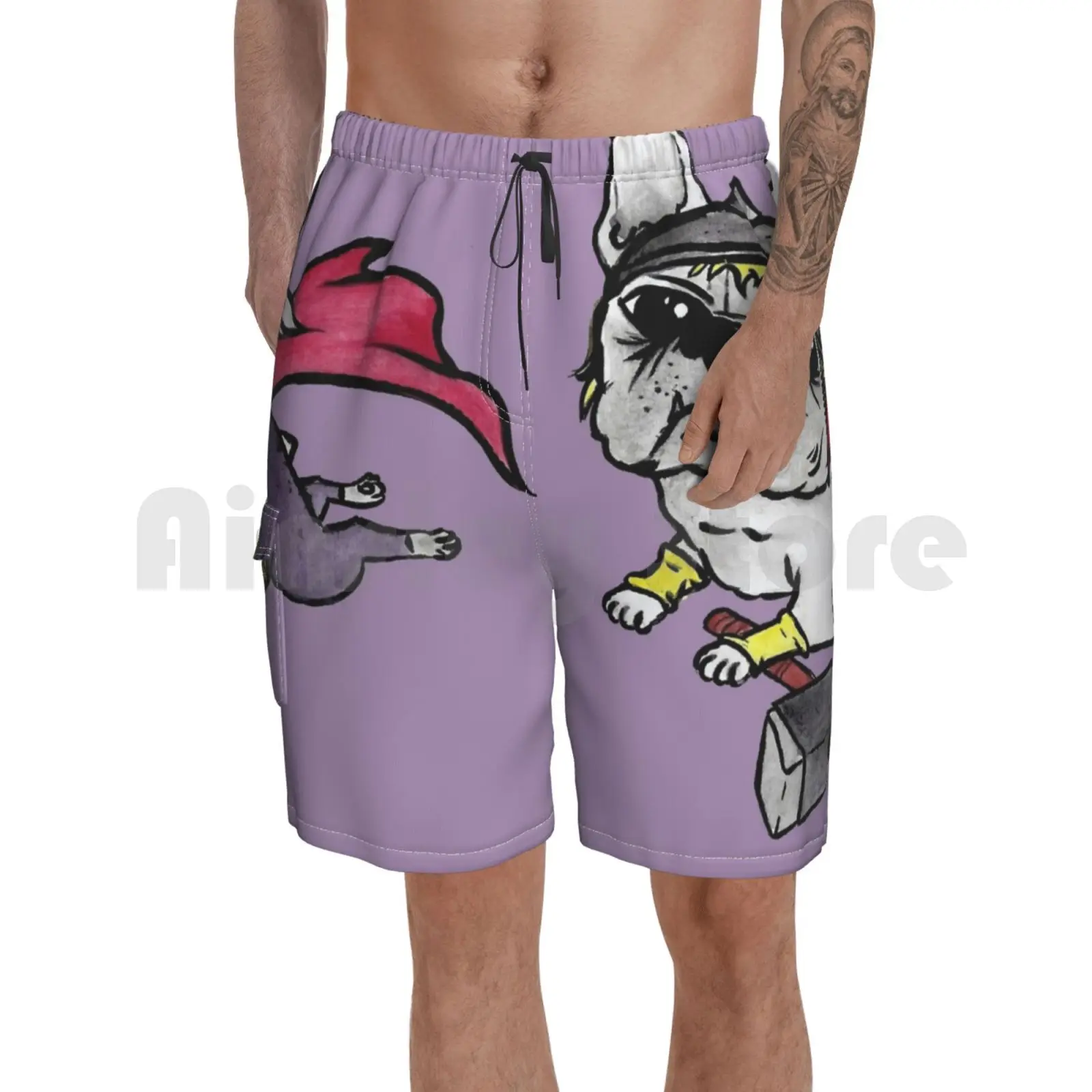 Пляжные шорты мужские пляжные Плавки с изображением французского бульдога 4 из 10