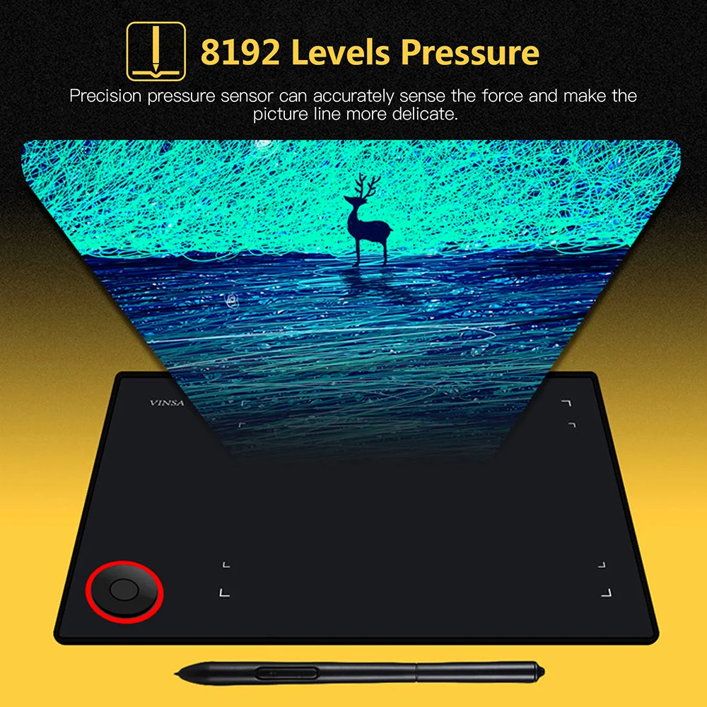 

Graphics Drawing Tablet Writing Board Controller Knob 8192 Levels Painting with Battery Free Stylus Nibs Pen Clip OTG Adapter
