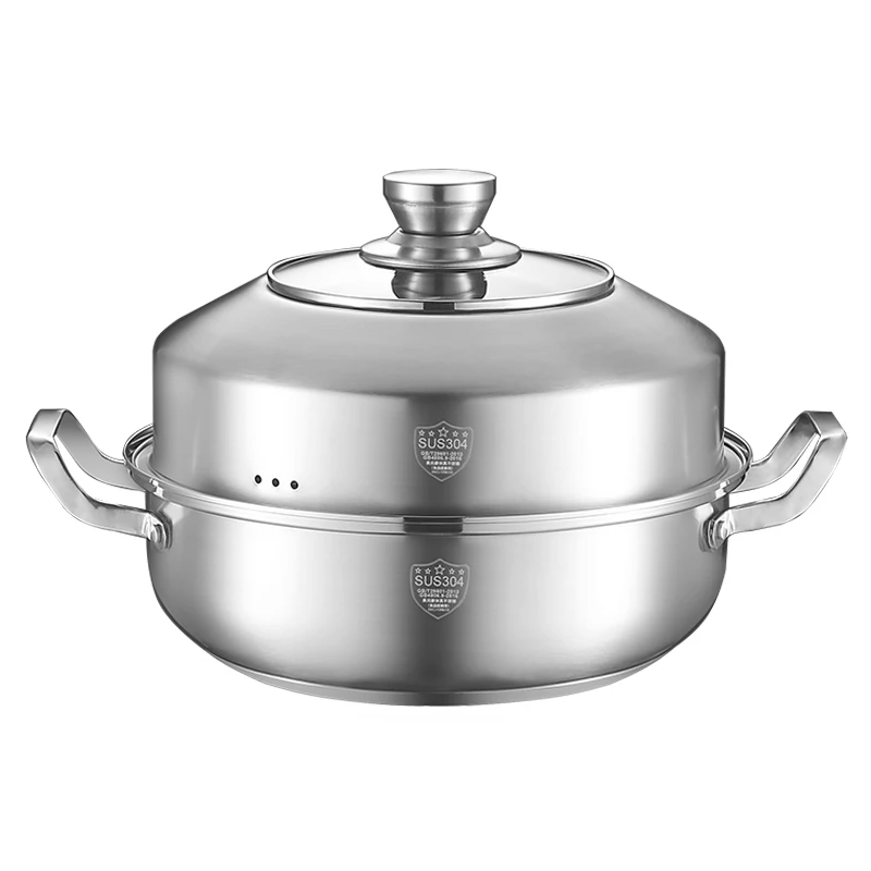 

304 Stainless Steel Steamer 1 Layer Thickened Compound Bottom Soup Pot Household Single Layer Steamer Induction Cooker