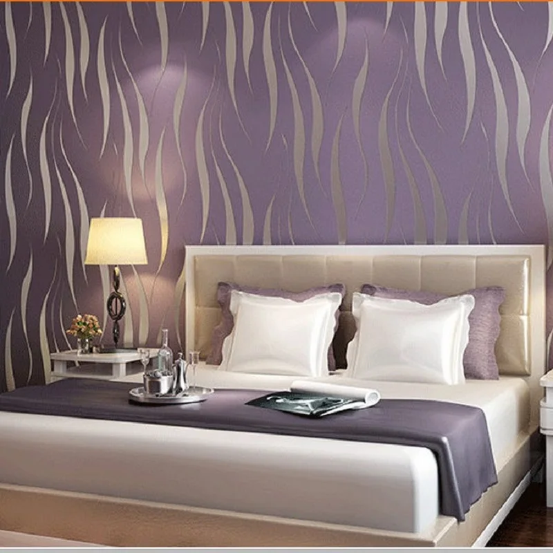 

Geometric Stripes Flocked Texture Home Decoration Wallpaper Modern Design Wall Paper Rolls For Bedroom Living room Walls