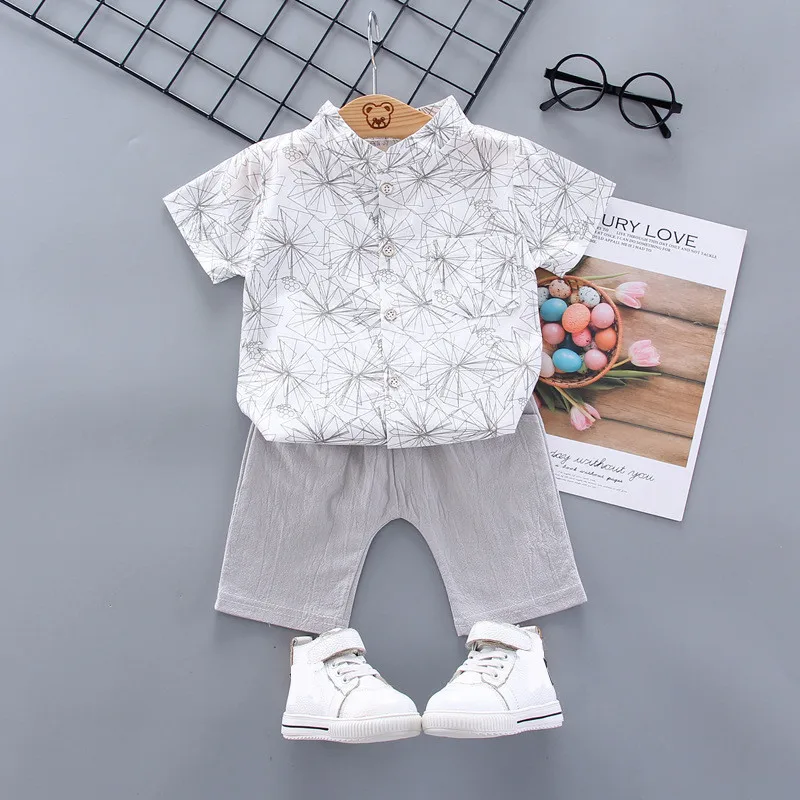 2020 new children's clothing boys summer baby short sleeve suit cotton cartoon shirt + pants Casual boy Sets |