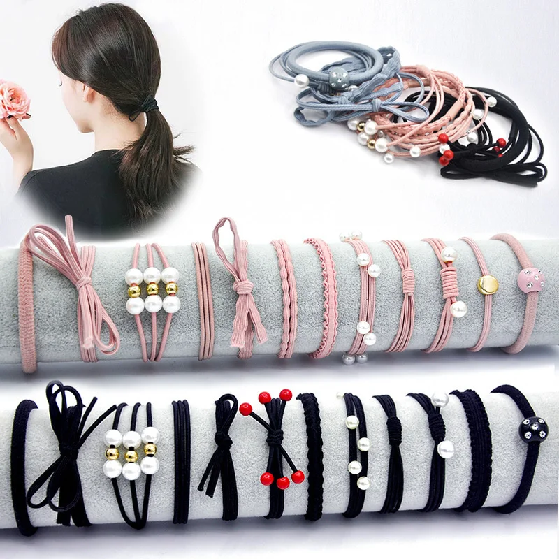 

Милый набор из 12 шт. резинки для волос для девочек головной убор корейский жемчуг повязка на голову конский хвост банты эластичная повязка д...