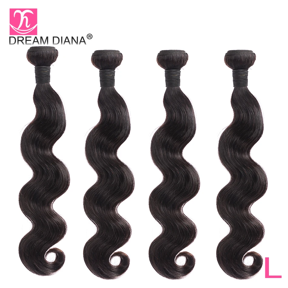 DreamDiana Бразильская волна тела 4 пучка 8 &quot-30&quot L Remy пучки волнистых волос