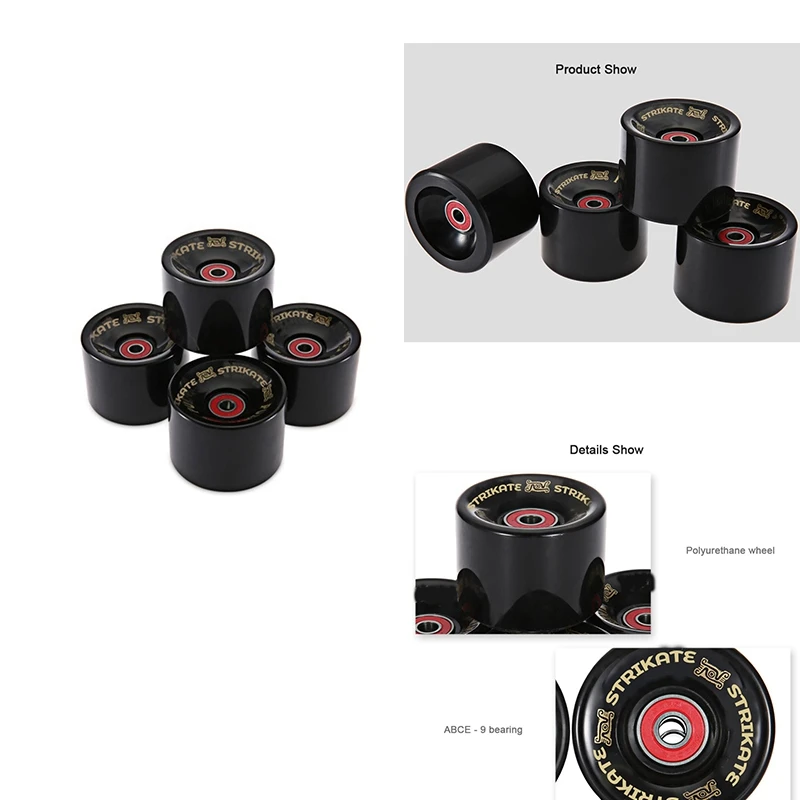 

4 шт. в комплекте, колеса для Лонгборда STRIKATE, большие мягкие колеса для скейтборда, 78A с фотоподшипником