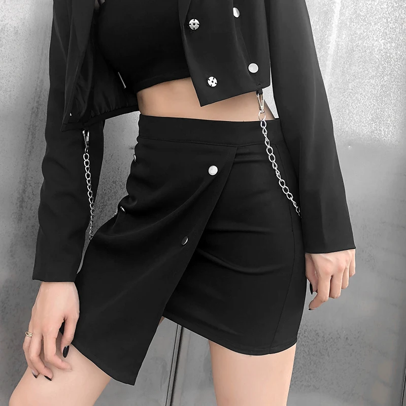 Женская короткая юбка-карандаш с высокой талией черная Привлекательная в