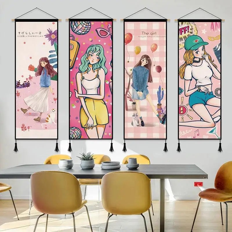 

European Girl Wall Art Canvas Painting Hanging Scroll Painting Home Decor Canvas Painting for Living Room Wall Picture Posters