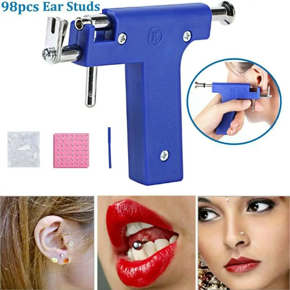 

Professional Ear Nose Navel Body PIERCING GUN Tool Kit set jewelry 98 Studs USA
