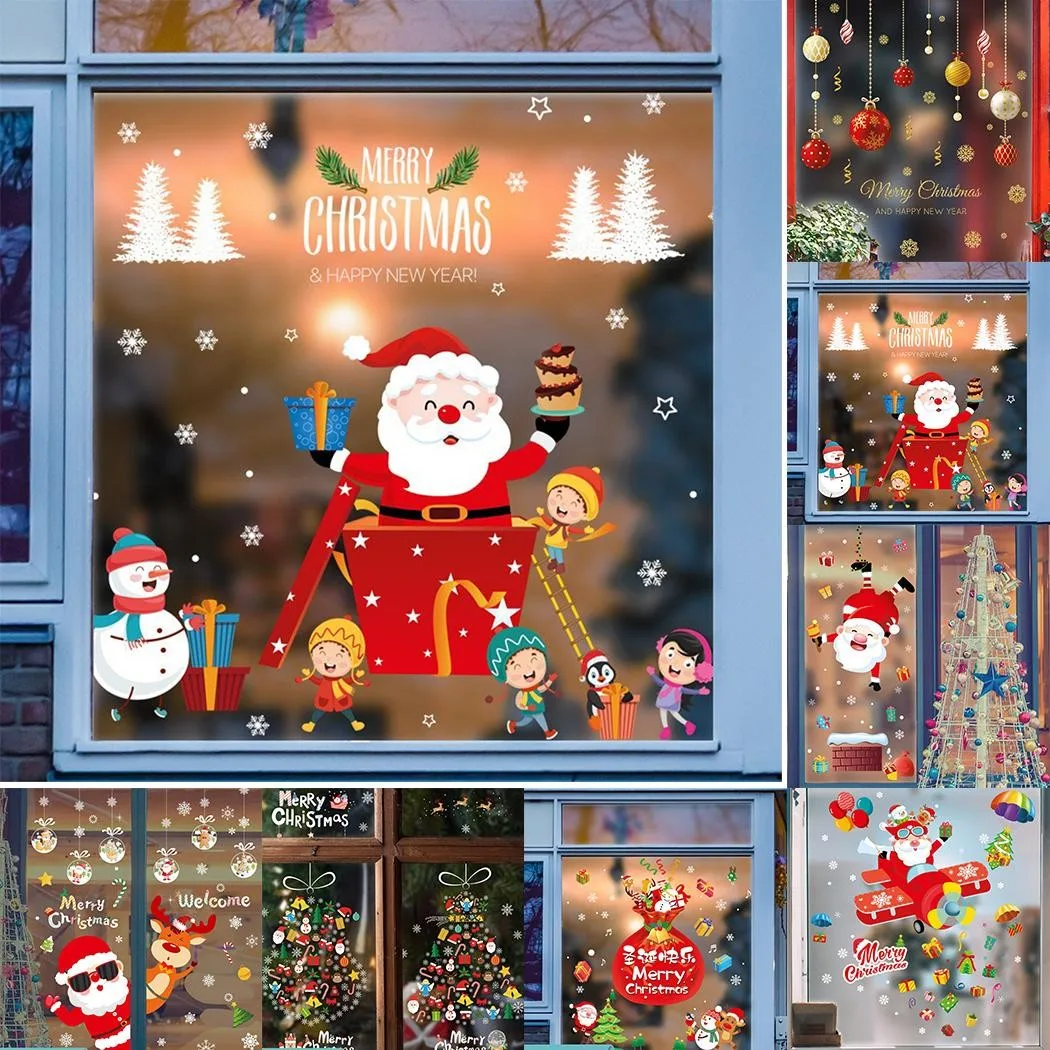 

1 X Christmas Decorations Wall Stickers Home Decor Wall Glass Home Decoration Stickers Posters 2022 New Year Xmas Decor