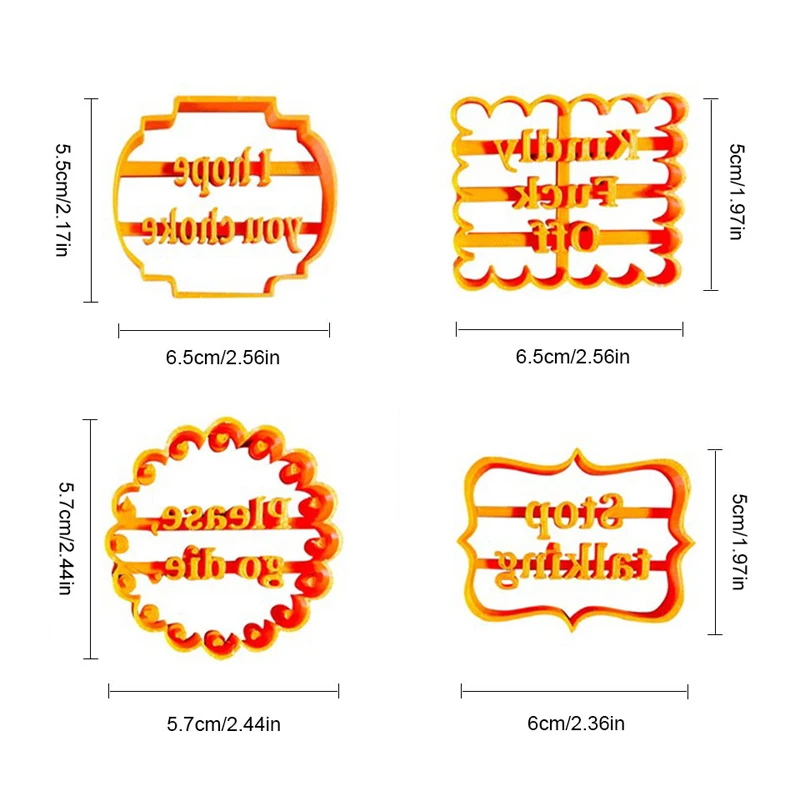 Форма для печенья с добрыми пожеланиями 4 шт. забавными и непочтительными фразами